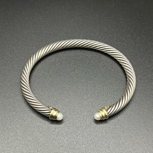 DAVID YURMAN 14K Sterling Silver Cable Cuff Pearl Bracelet